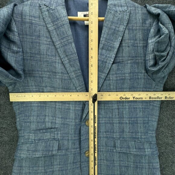 Joseph Abboud Sport Coat Mens Small Blue 100% Linen Plaid Jacket Blazer - Picture 7 of 16